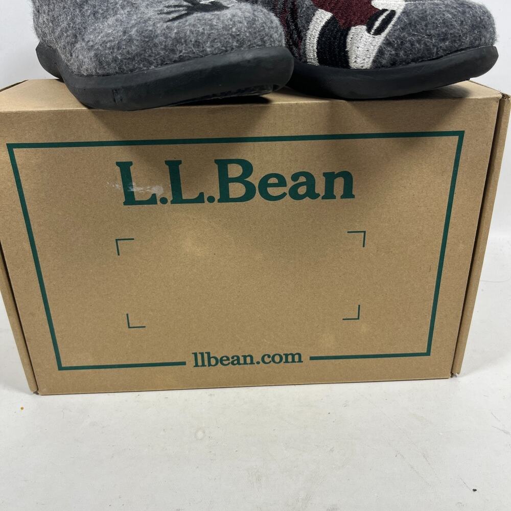 LL BEAN Slippers Womens 6 Medium B Daybreak Scuffs Motif Raccoon Mule Gray - Picture 6 of 12